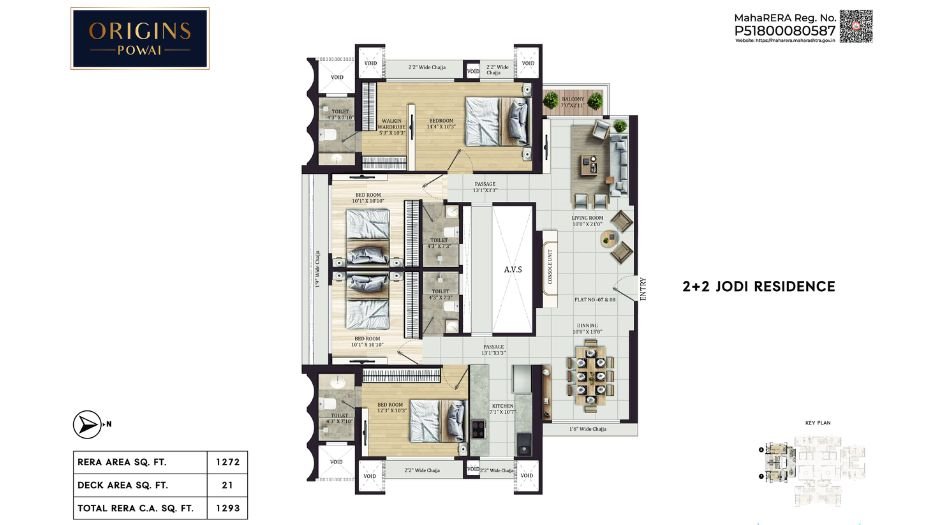 Origins-Powai-Floor-Plan-2 BHK Jodi-1293 Sqft